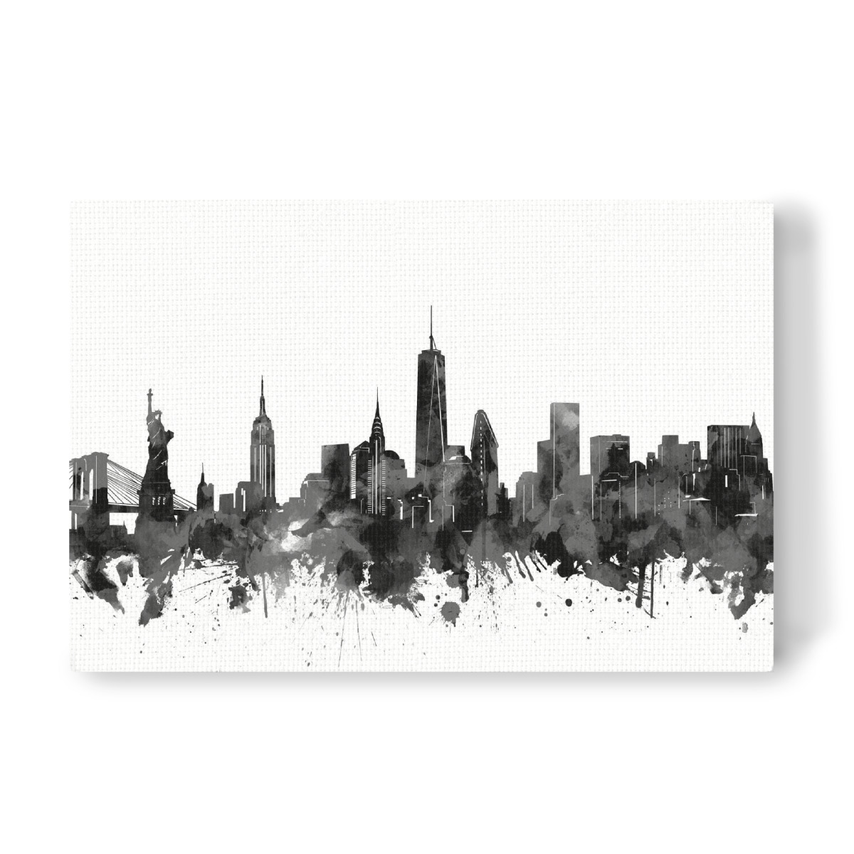 New York Skyline Watercolor Black Als Leinwand Bei Artboxone Kaufen