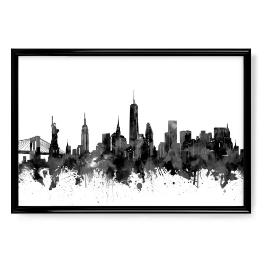 New york skyline watercolor black