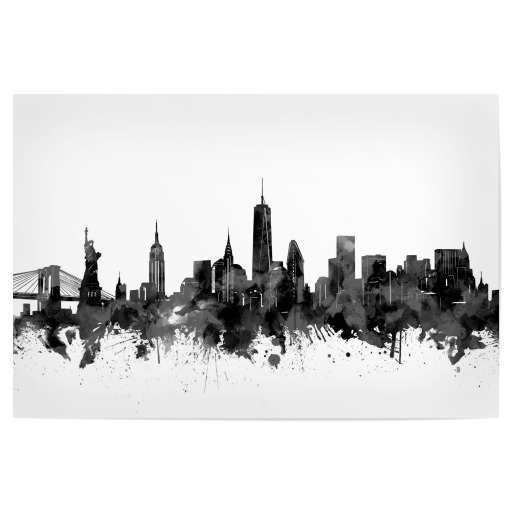 New york skyline watercolor black New york skyline watercolor black