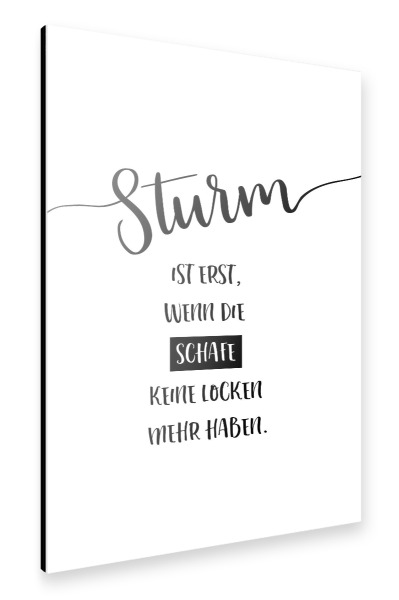 Alu-Dibond "STURM = SCHAFE OHNE LOCKEN" 30x20 cm artboxONE
