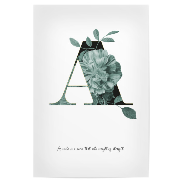 Poster "Floral Alphabet-A" artboxONE - Schwarzweiß,Buchstaben,Buchstaben / A