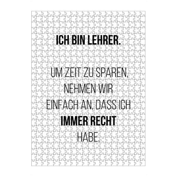 artboxONE Puzzle "Besserwisser" artboxONE - Schwarzweiß,Lehrersprüche - Lehrer,Recht,Schule - Bild lehrer