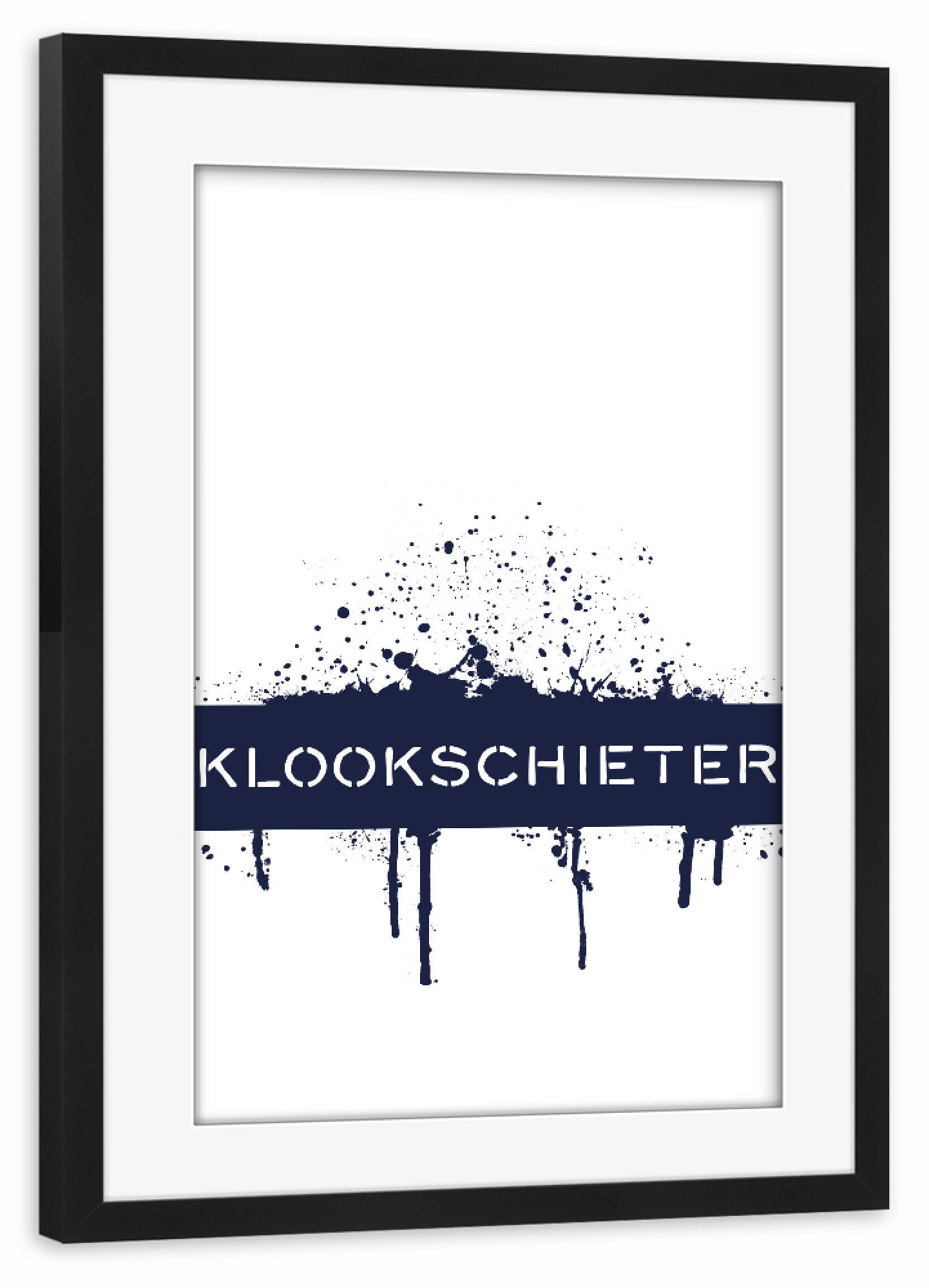 Poster mit Rahmen schwarz "Plattdeutsch KLOOKSCHIETER" artboxONE - Typografie - Dialekt,Spruch,Klugscheißer