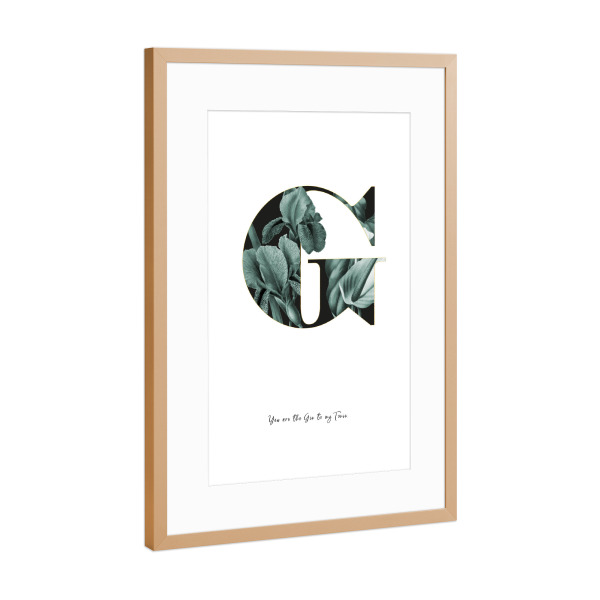Poster mit Rahmen Kupfer "Floral Alphabet-G" artboxONE - Buchstaben,Buchstaben / G