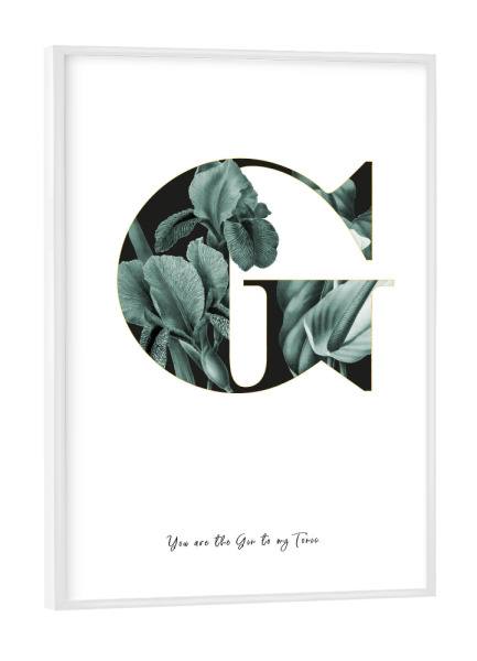 Poster mit weißem Rahmen "Floral Alphabet-G" artboxONE - Buchstaben,Buchstaben / G