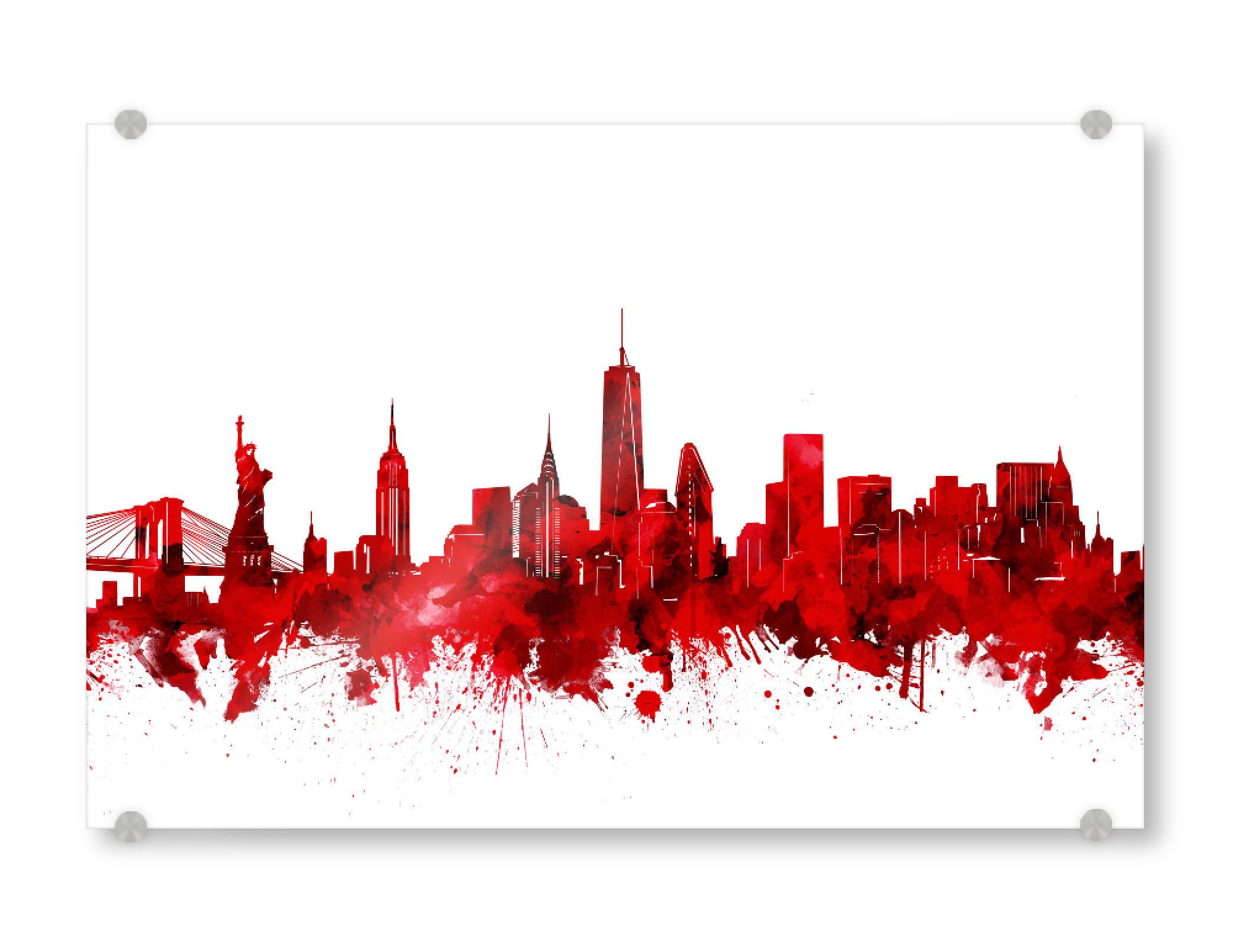 Acrylglasbild "New york skyline watercolor red" artboxONE - Städte / New York - New york