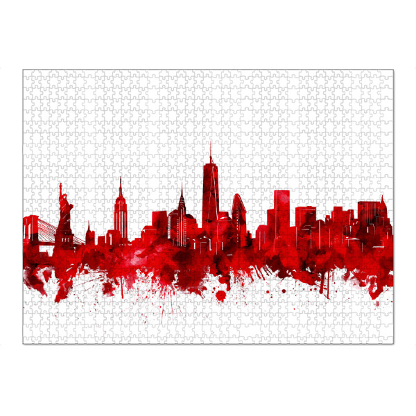 Puzzle Ravensburger "New york skyline watercolor red" artboxONE - Städte / New York - New york - Bild new york