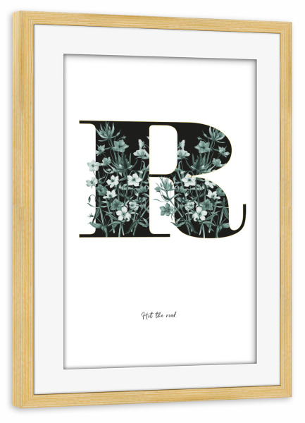 Poster mit Rahmen kiefer "Floral Alphabet-R" artboxONE - Buchstaben,Buchstaben / R