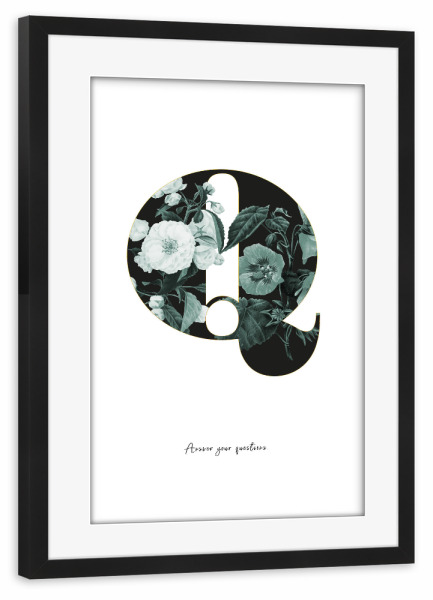 Poster mit Rahmen schwarz "Floral Alphabet-Q" artboxONE - Buchstaben,Buchstaben / Q