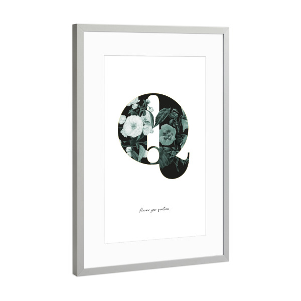 Poster mit Rahmen Silber "Floral Alphabet-Q" artboxONE - Buchstaben,Buchstaben / Q