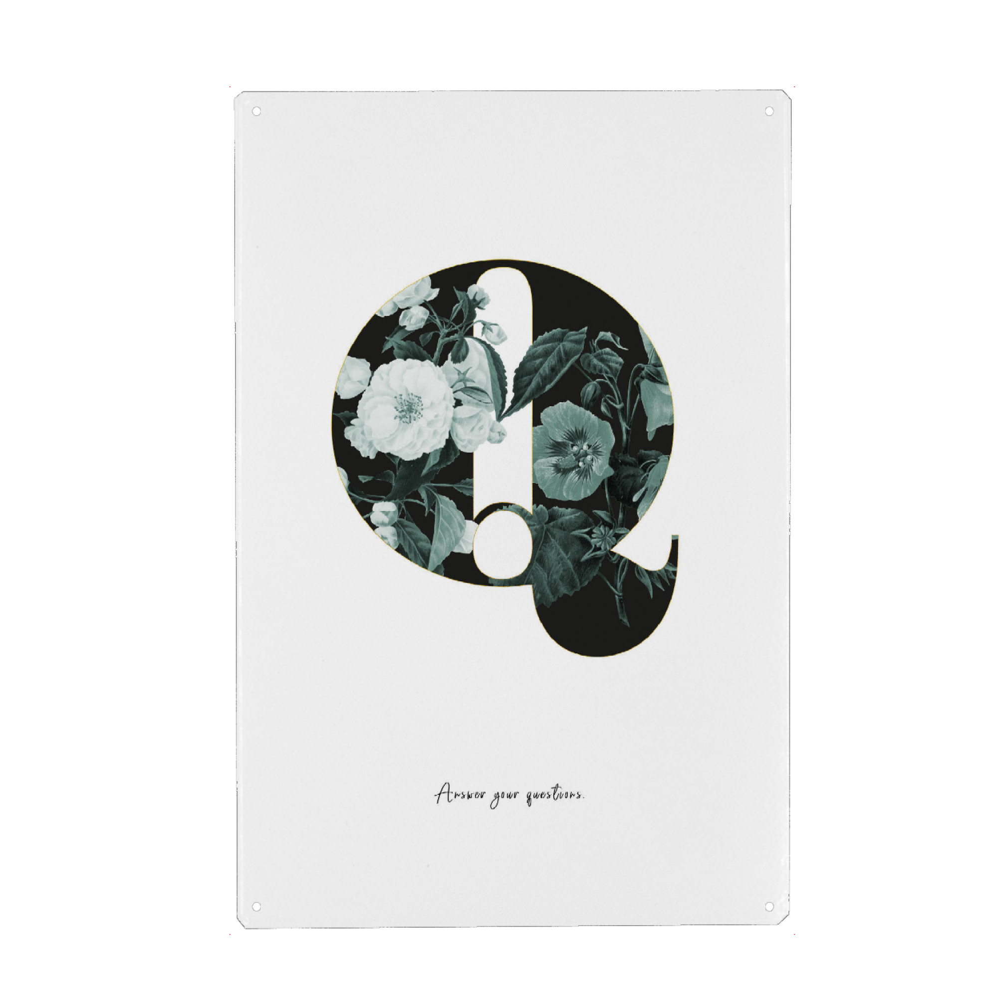 Metall Poster "Floral Alphabet-Q" artboxONE - Buchstaben,Buchstaben / Q