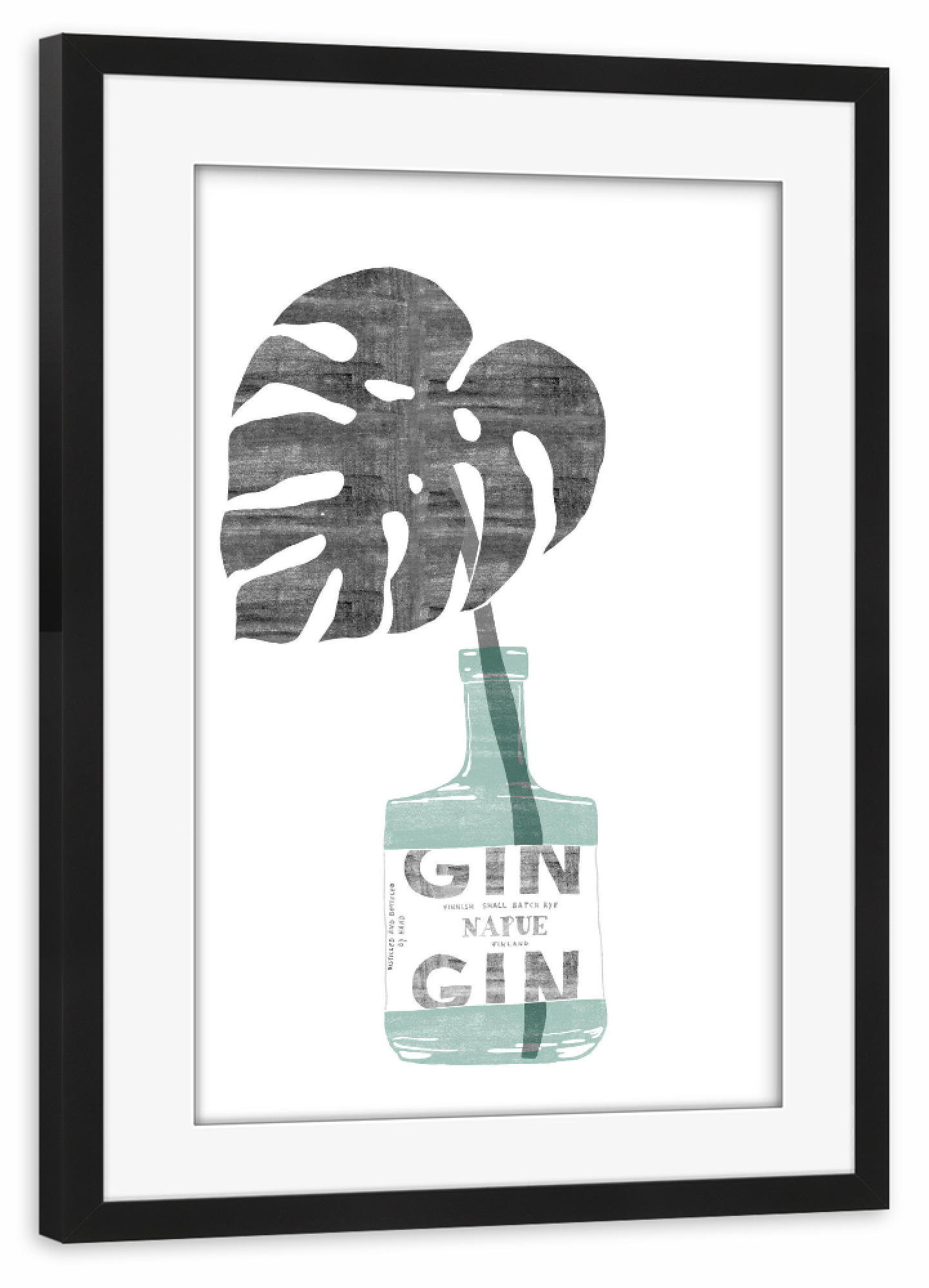 Poster mit Rahmen schwarz "Urban Jungle Vier" artboxONE - Essen & Trinken / Alkohol - Gin,Monstera,Blatt
