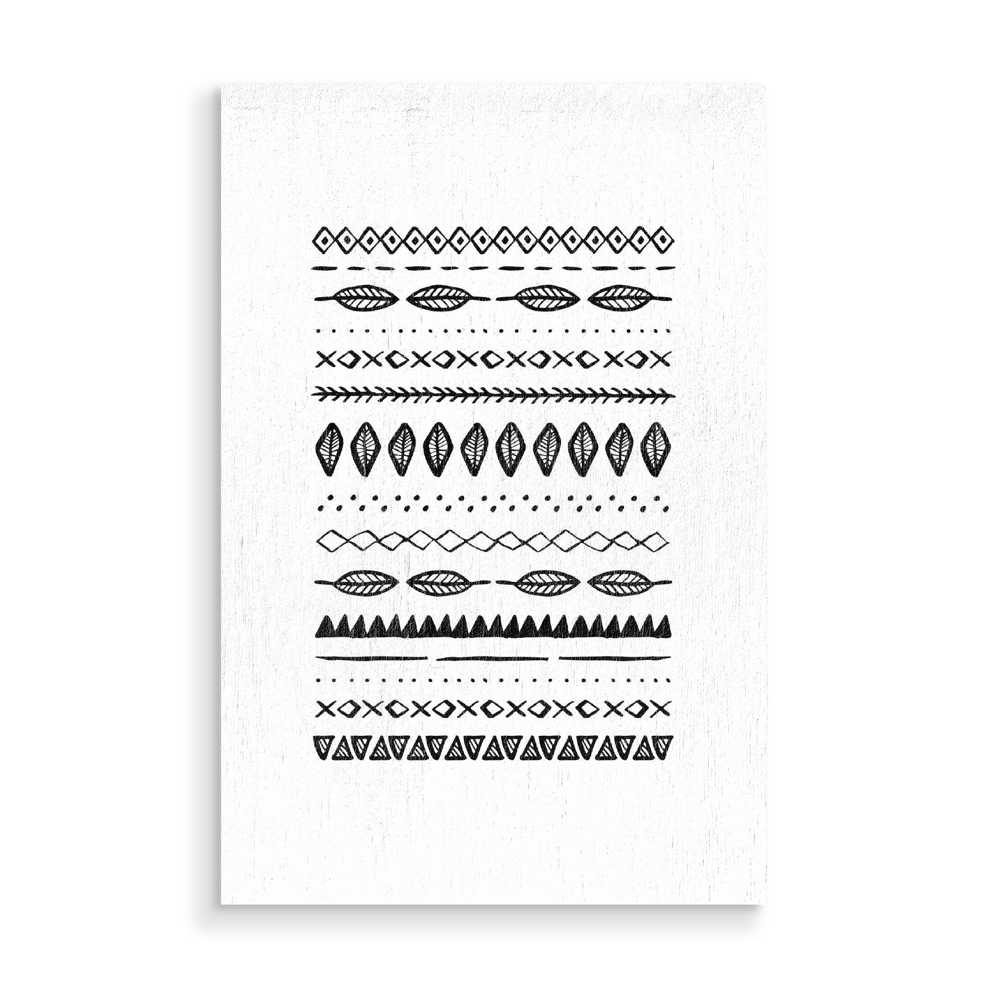 Holzbild "Boho Mixed Motif" artboxONE - Abstrakt,Schwarzweiß - Feather,Geometric,Ethno