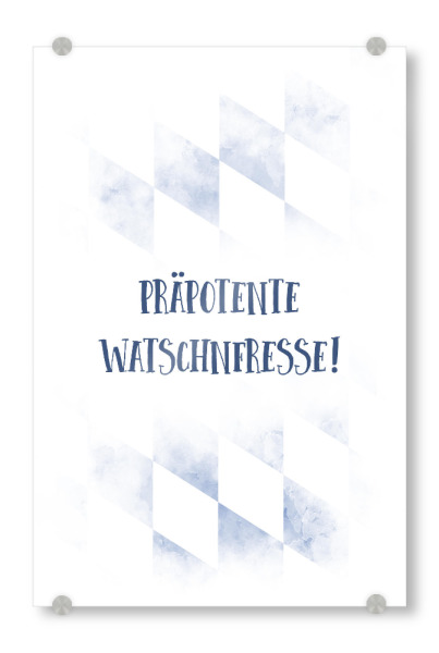 Acrylglasbild "PRÄPOTENTE WATSCHNFRESSE" artboxONE - Typografie - Dialekt,Bayrisch
