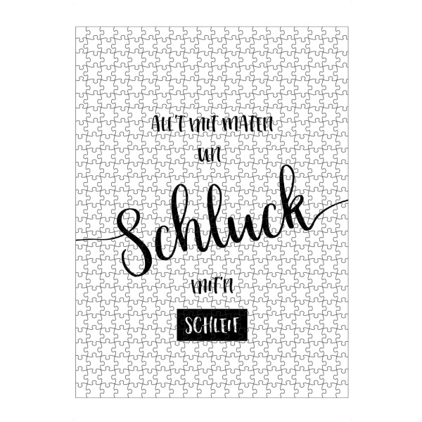 Puzzle Ravensburger "Plattdeutsch ALL’T MIT MATEN" artboxONE - Typografie,Schwarzweiß - Dialekt,Spruch,Niederdeutsch - Bild dialekt