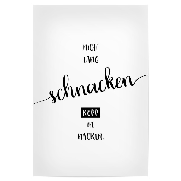 Poster "Plattdeutscher Trinkspruch" artboxONE - Typografie,Schwarzweiß - Dialekt,Spruch,Alkohol