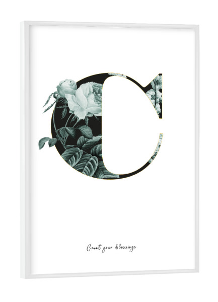 Poster mit weißem Rahmen "Floral Alphabet-C" artboxONE - Buchstaben,Buchstaben / C