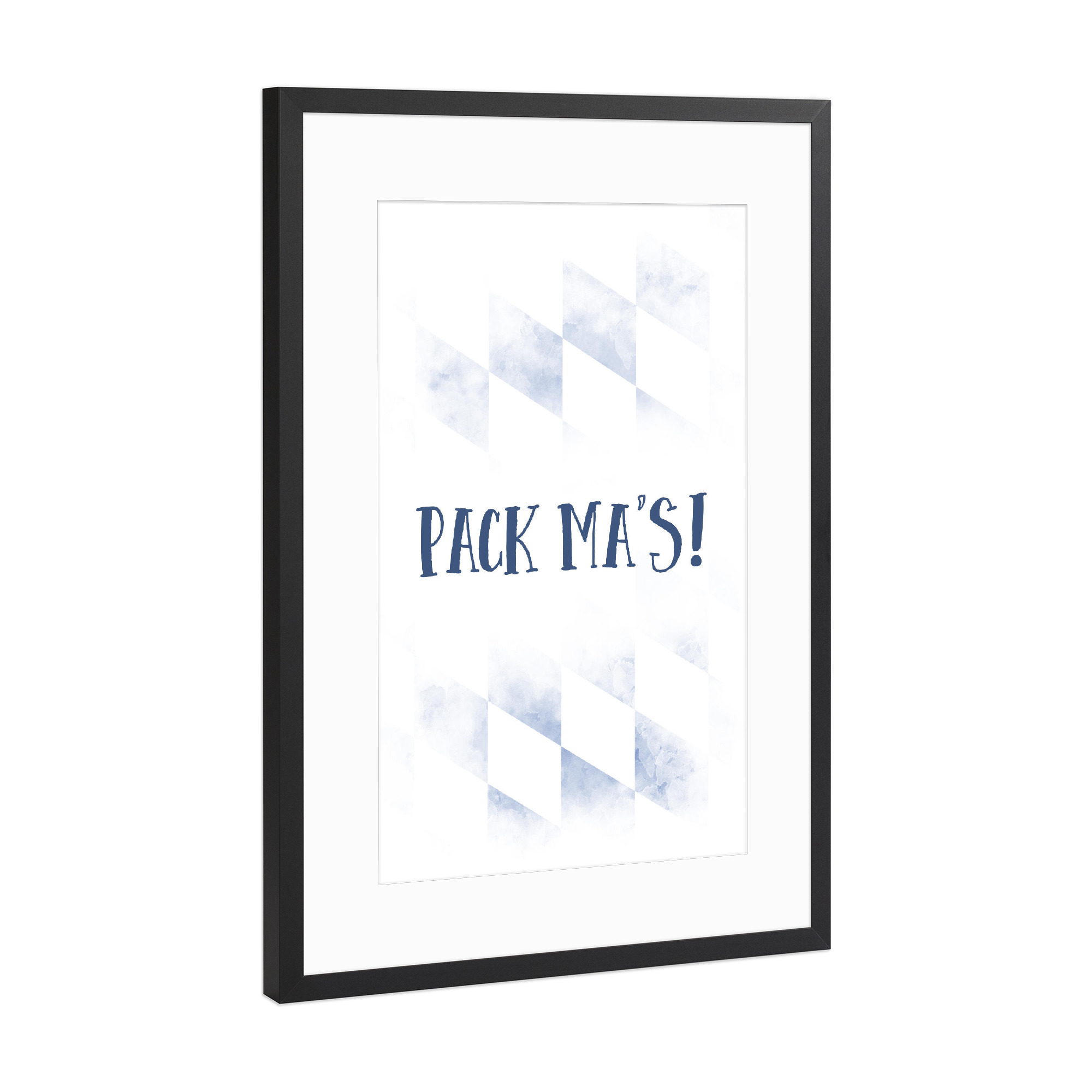 Poster mit Rahmen Schwarz (Metallic) "Typisch Bayern PACK MA'S" artboxONE - Typografie - Dialekt,Bayrisch