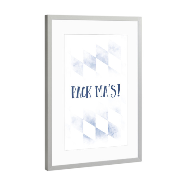 Poster mit Rahmen Silber "Typisch Bayern PACK MA'S" artboxONE - Typografie - Dialekt,Bayrisch