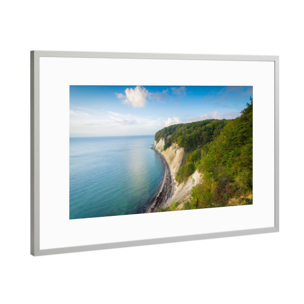 Poster mit Rahmen Silber "Kreideküste auf Insel Rügen" artboxONE - Natur - Rügen,Kreideküste,Deutschland,Meer,Ostsee