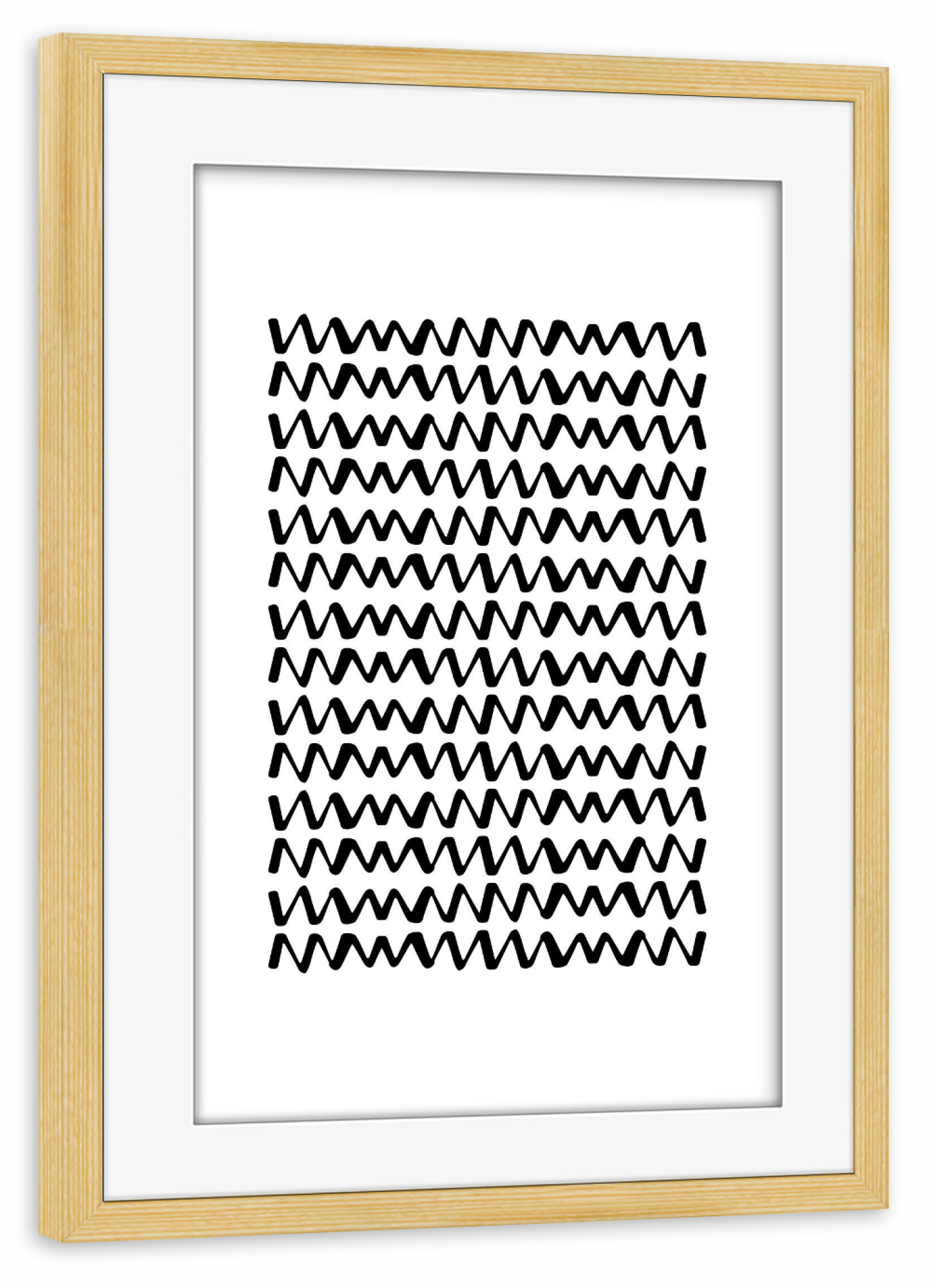 Poster mit Rahmen kiefer "Zig Zag Ethnic Pattern" artboxONE - Abstrakt,Schwarzweiß - Ethno,Minimal,Monochromatic