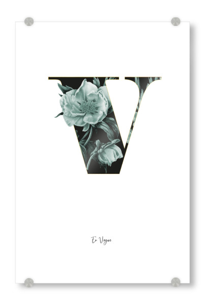 Acrylglasbild "Floral Alphabet-V" artboxONE - Buchstaben,Buchstaben / V