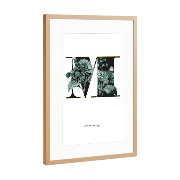 Poster mit Rahmen Kupfer "Floral Alphabet-M" artboxONE - Buchstaben,Buchstaben / M