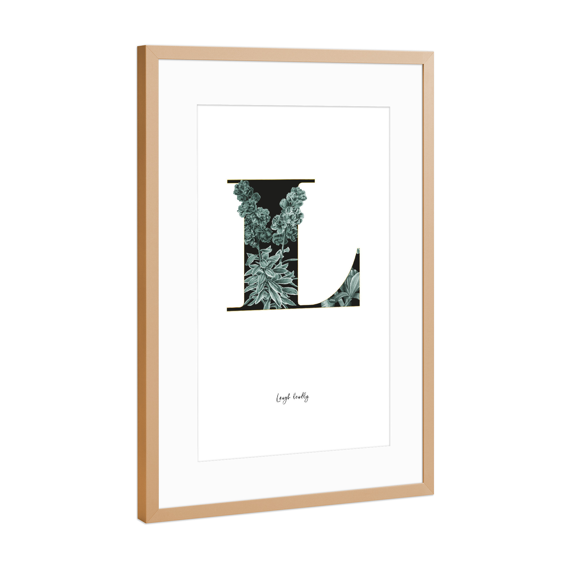 Poster mit Rahmen Kupfer "Floral Alphabet-L" artboxONE - Buchstaben,Buchstaben / L
