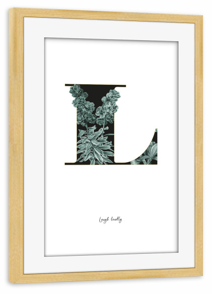 Poster mit Rahmen kiefer "Floral Alphabet-L" artboxONE - Buchstaben,Buchstaben / L