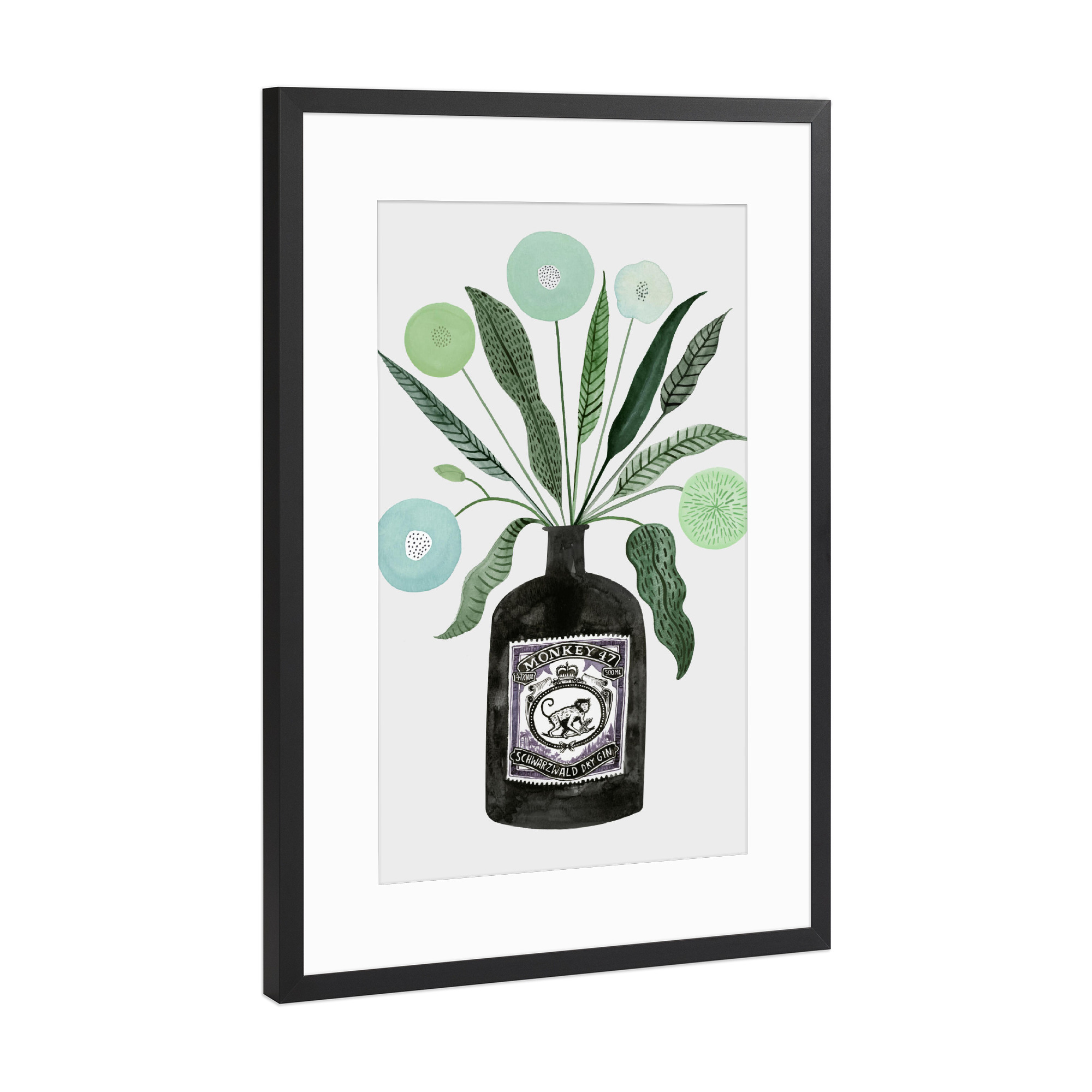 Poster mit Rahmen Schwarz (Metallic) "Ginspiration Plant" artboxONE - Essen & Trinken / Alkohol - Blatt,Gin,Leaves,Alkohol,Floral,Plant,Pflanze
