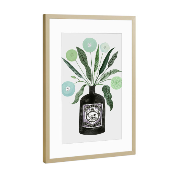 Poster mit Rahmen Gold "Ginspiration Plant" artboxONE - Essen & Trinken / Alkohol - Blatt,Gin,Leaves,Alkohol,Floral,Plant,Pflanze