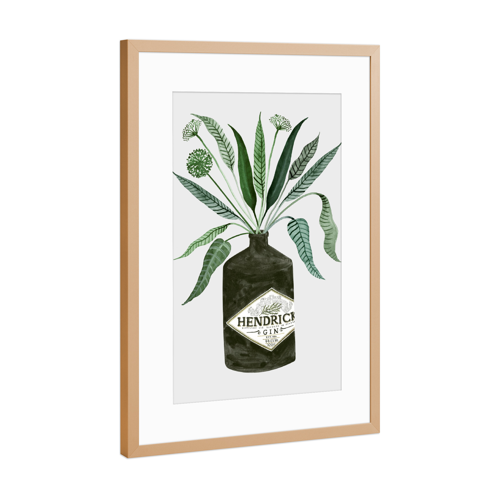 Poster mit Rahmen Kupfer "Ginspiration" artboxONE - Essen & Trinken / Alkohol - Gin,Blätter,Leaves,Alcohol,Alkohol,Plant,Pflanze