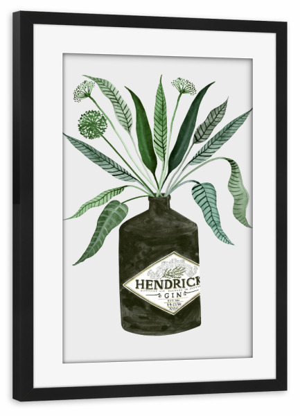 Poster mit Rahmen schwarz "Ginspiration" artboxONE - Essen & Trinken / Alkohol - Gin,Blätter,Leaves,Alcohol,Alkohol,Plant,Pflanze