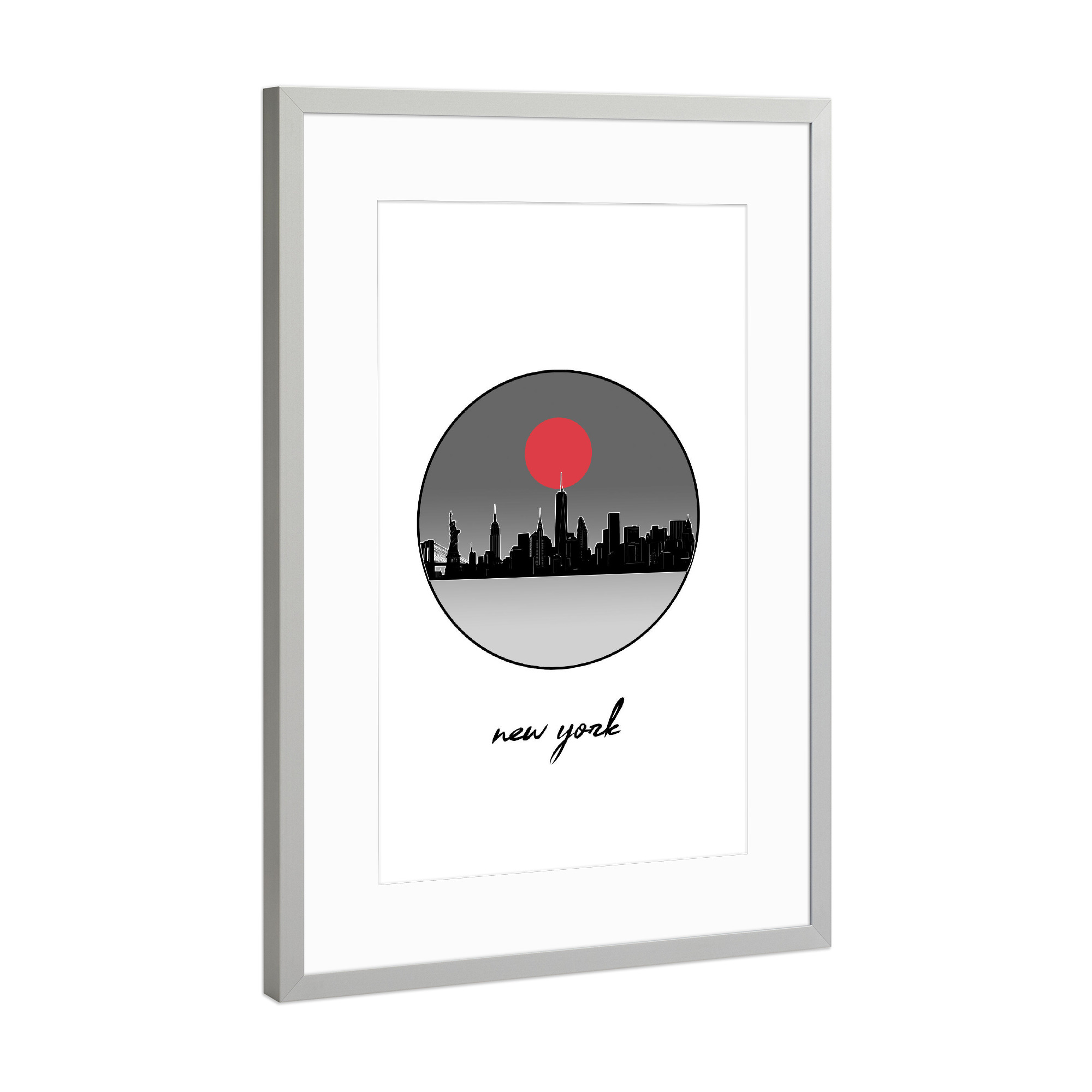 Poster mit Rahmen Silber "New york skyline minimal" artboxONE - Städte - New york