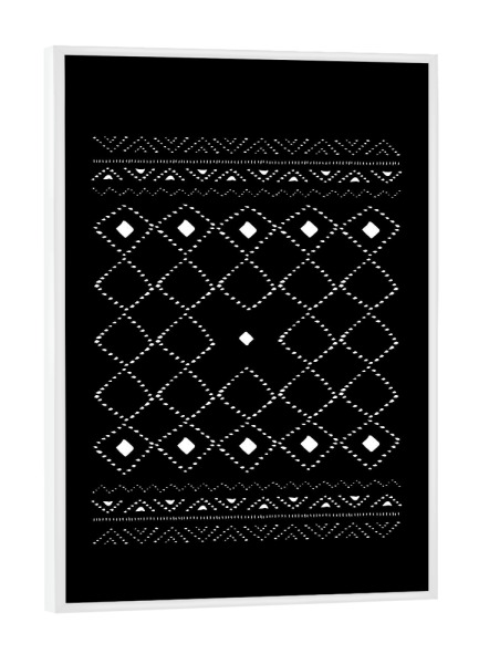 Poster mit weißem Rahmen "Ethno Geometry black" artboxONE - Abstrakt,Schwarzweiß - Boho,Ethnic,Monochromatic
