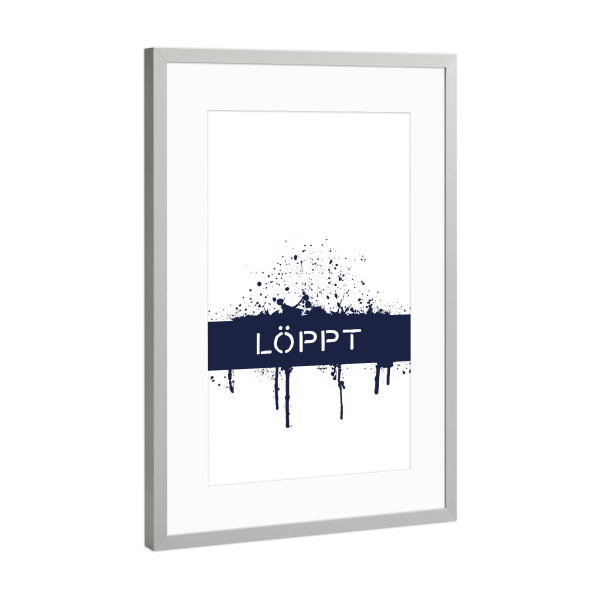 Poster mit Rahmen Silber "Plattdeutsch LÖPPT" artboxONE - Typografie - Dialekt,Maritim
