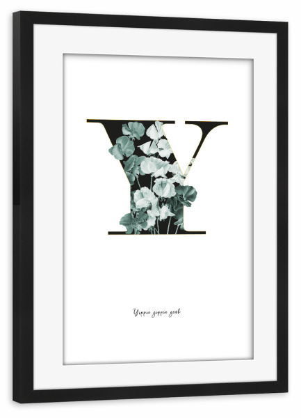 Poster mit Rahmen schwarz "Floral Alphabet-Y" artboxONE - Buchstaben,Buchstaben / Y