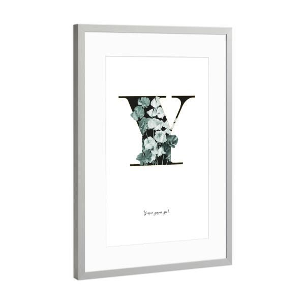 Poster mit Rahmen Silber "Floral Alphabet-Y" artboxONE - Buchstaben,Buchstaben / Y