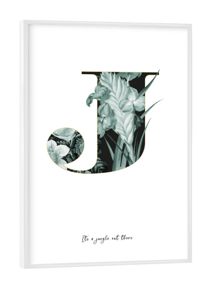 Poster mit weißem Rahmen "Floral Alphabet-J" artboxONE - Buchstaben,Buchstaben / J