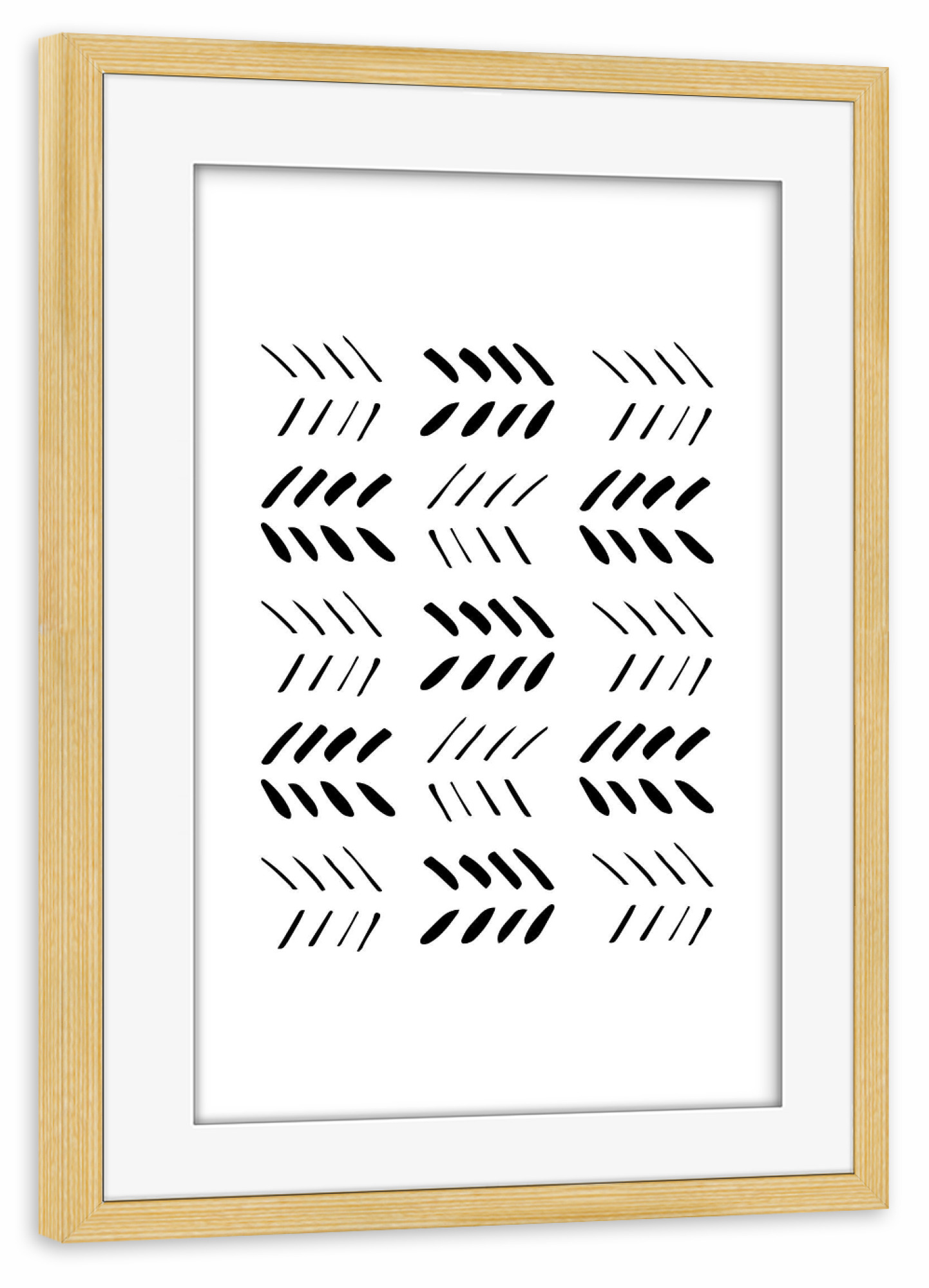 Poster mit Rahmen kiefer "Ethno Arrow Lines" artboxONE - Abstrakt,Schwarzweiß - Ethnic,Minimal,Scandinavian