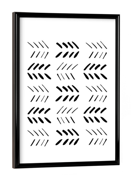 Poster mit schwarzem Rahmen "Ethno Arrow Lines" artboxONE - Abstrakt,Schwarzweiß - Ethnic,Minimal,Scandinavian