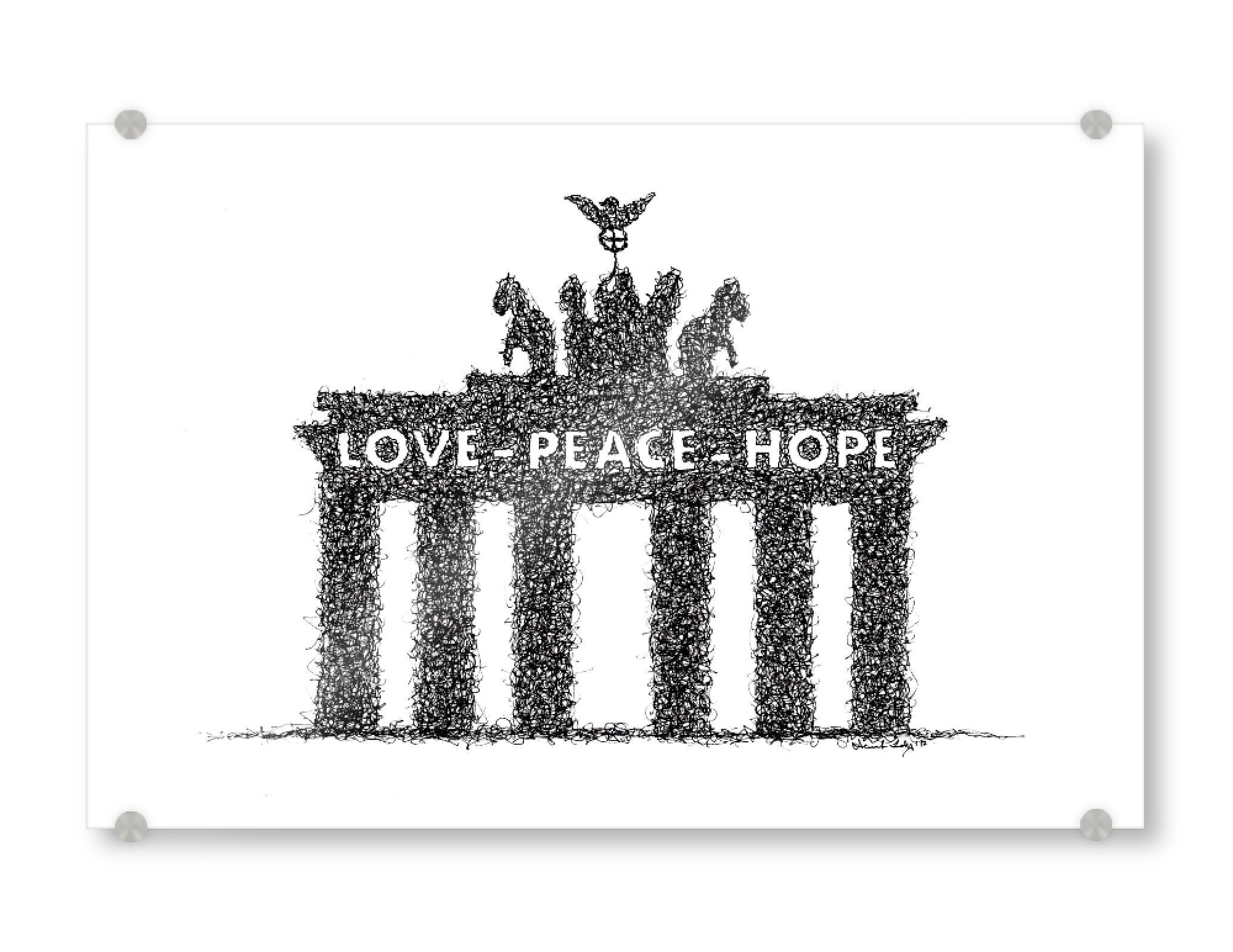 Acrylglasbild "Brandenburger Tor - LOVE" artboxONE - Städte / Berlin,Schwarzweiß - Berlin,Brandenburger tor