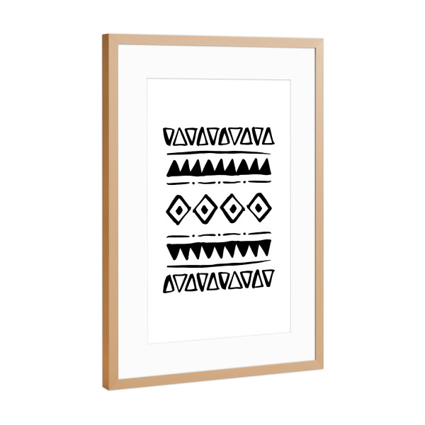 Poster mit Rahmen Kupfer "Ethno Bold Triangles Pattern" artboxONE - Abstrakt,Schwarzweiß - Ethnic,Monochromatic,African