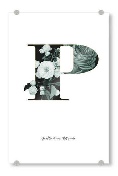 Acrylglasbild "Floral Alphabet-P" artboxONE - Buchstaben,Buchstaben / P