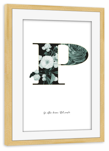 Poster mit Rahmen kiefer "Floral Alphabet-P" artboxONE - Buchstaben,Buchstaben / P