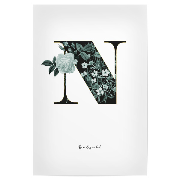 Poster 30x20 cm "Floral Alphabet-N" artboxONE - Buchstaben,Buchstaben / N