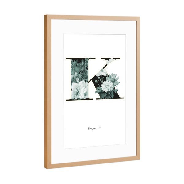 Poster mit Rahmen Kupfer "Floral Alphabet-K" artboxONE - Buchstaben,Buchstaben / K