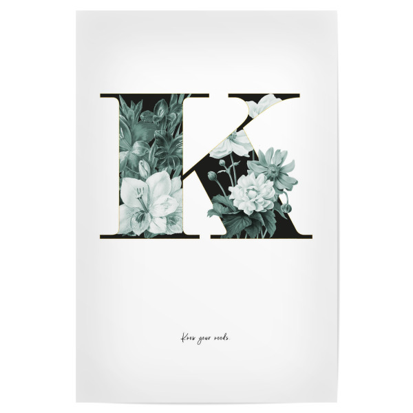 Poster 30x20 cm "Floral Alphabet-K" artboxONE - Buchstaben,Buchstaben / K