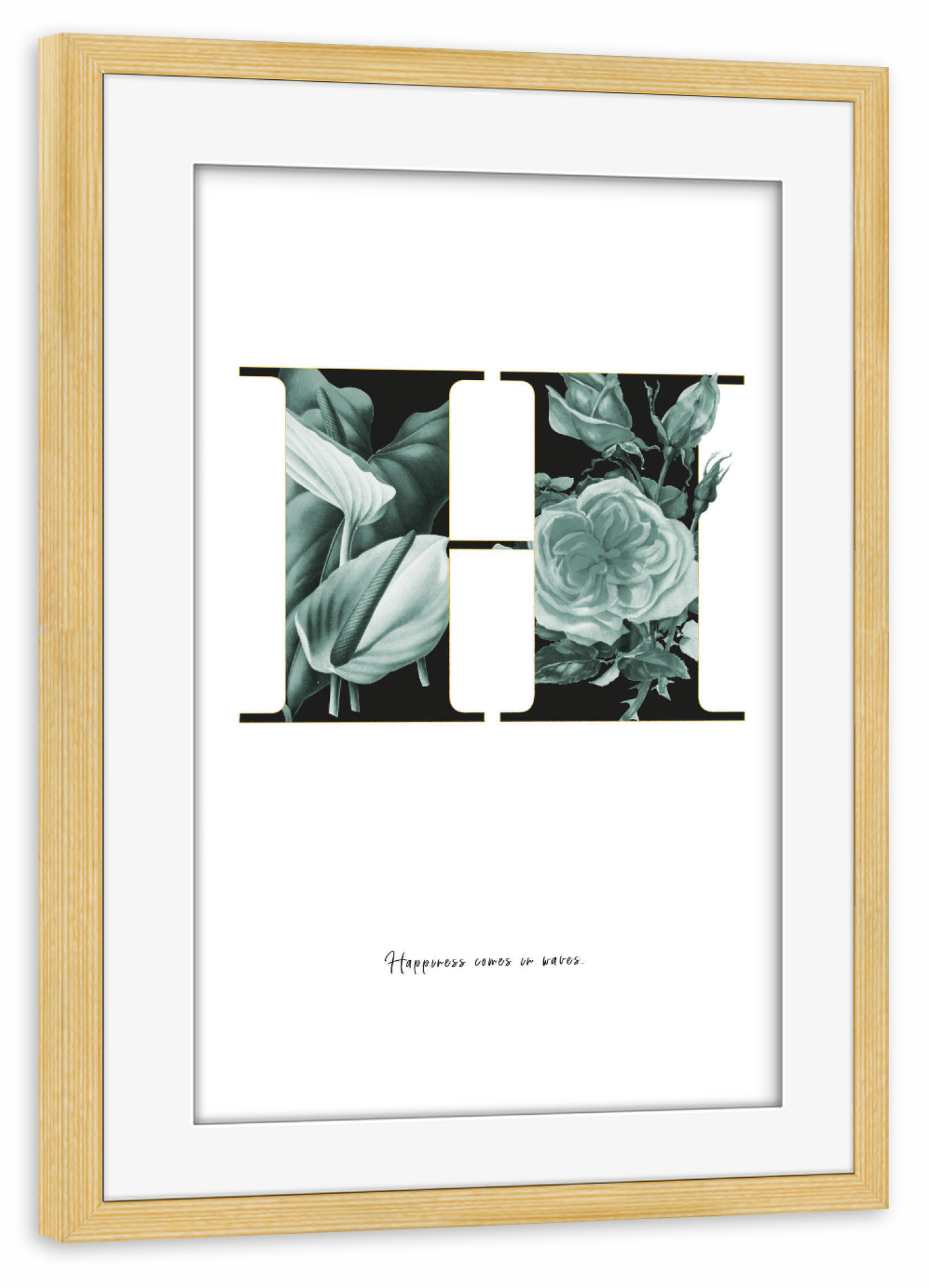 Poster mit Rahmen kiefer "Floral Alphabet-H" artboxONE - Buchstaben,Buchstaben / H