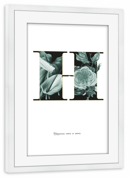 Poster mit Rahmen weiß "Floral Alphabet-H" artboxONE - Buchstaben,Buchstaben / H